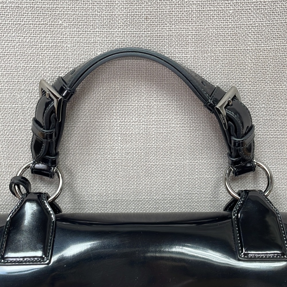 Prada Black Patent Leather Top-Handle Bag - Picture 4 of 11